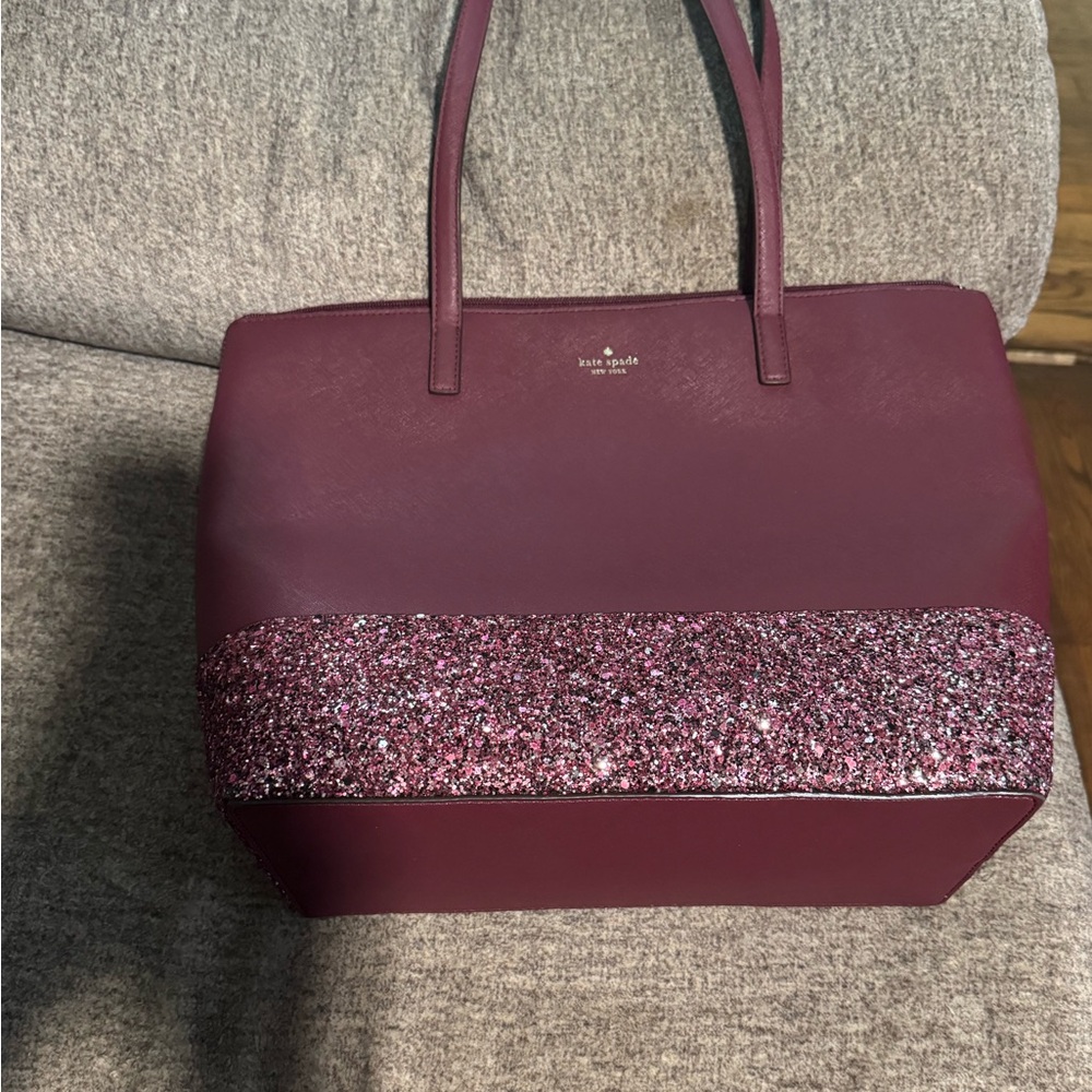 EUC - Kate Spade ♠️ Flash Glitter Cherrywood Tote Bag